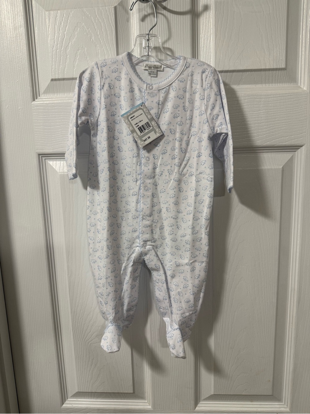Kissy Kissy White Footed One-Piece with Light Blue Print